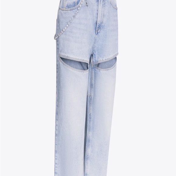 Area Light Blue Women's Jeans with rhinestone chain - Picture 2 of 3